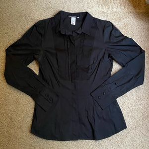 Black H&M Pleated Button Up Blouse